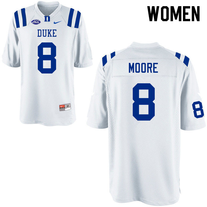 Women #8 Jordan Moore Duke Blue Devils College Football Jerseys Sale-White